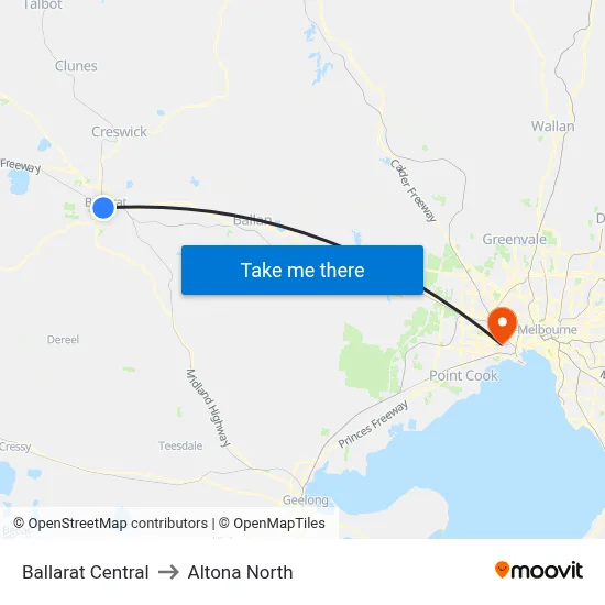 Ballarat Central to Altona North map