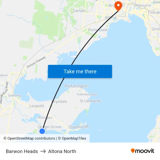 Barwon Heads to Altona North map