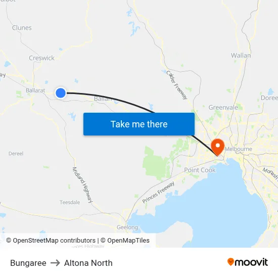 Bungaree to Altona North map