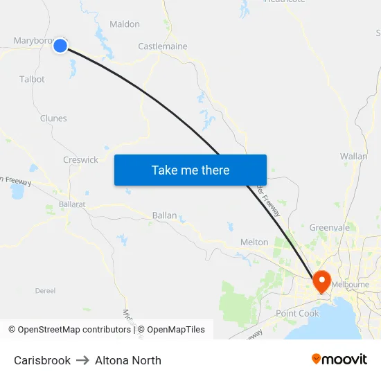 Carisbrook to Altona North map