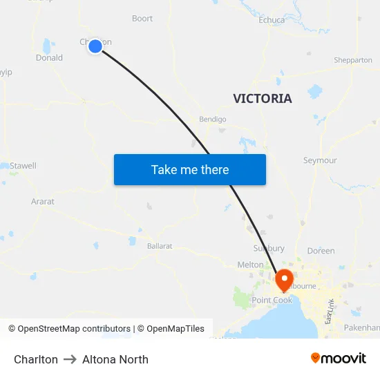 Charlton to Altona North map