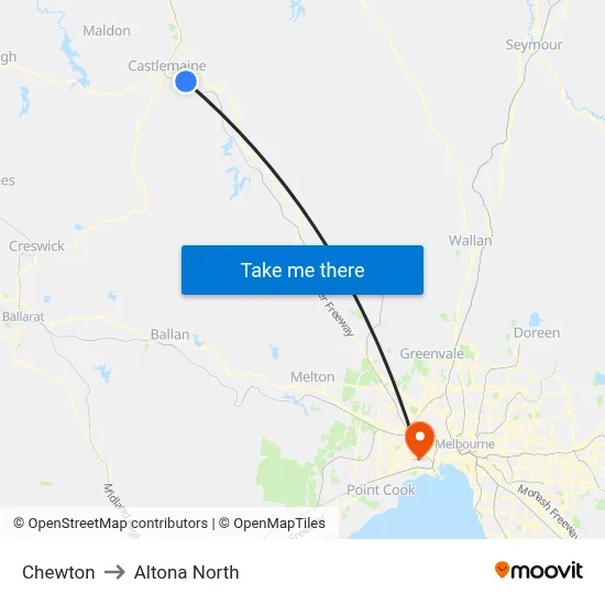 Chewton to Altona North map