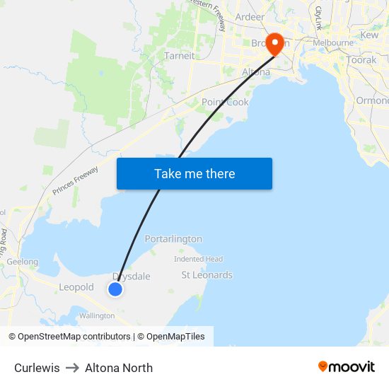 Curlewis to Altona North map