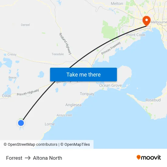 Forrest to Altona North map