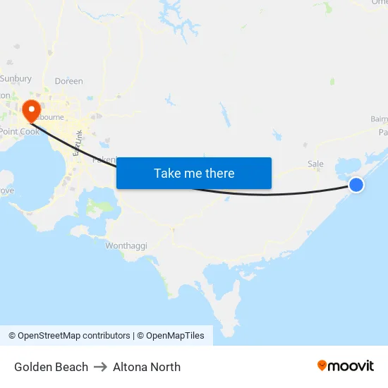 Golden Beach to Altona North map