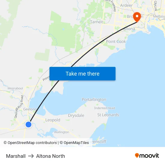 Marshall to Altona North map