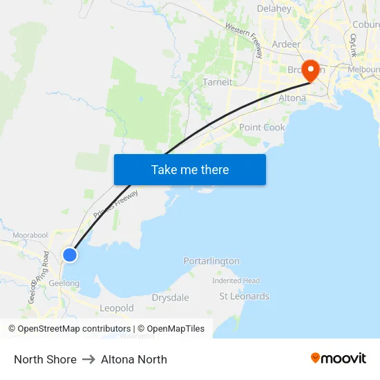 North Shore to Altona North map