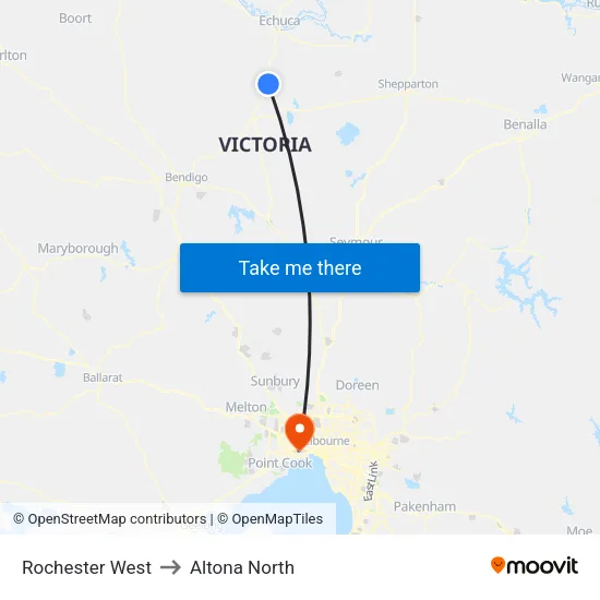 Rochester West to Altona North map