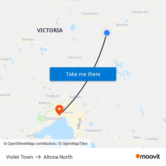 Violet Town to Altona North map