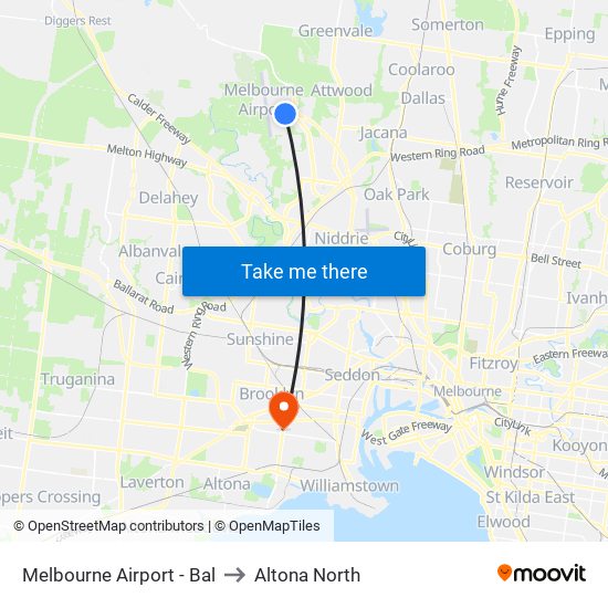 Melbourne Airport - Bal to Altona North map
