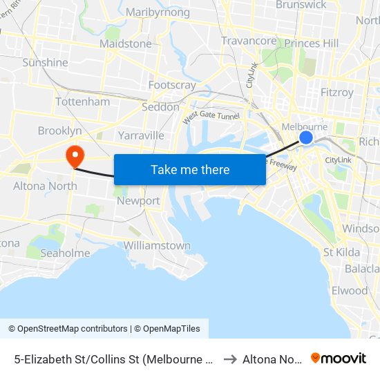 5-Elizabeth St/Collins St (Melbourne City) to Altona North map