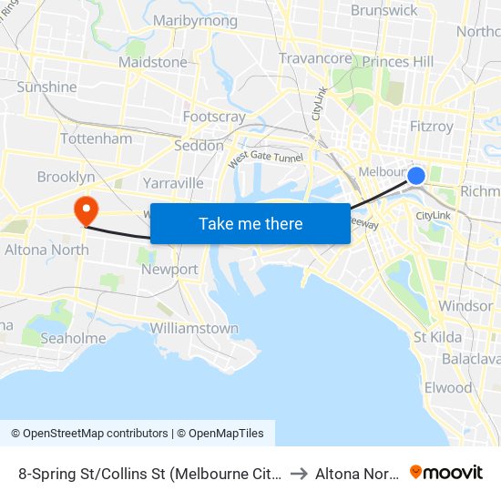 8-Spring St/Collins St (Melbourne City) to Altona North map