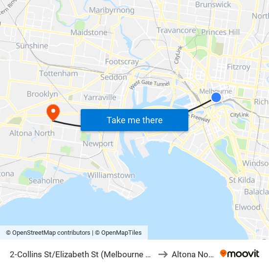 2-Collins St/Elizabeth St (Melbourne City) to Altona North map