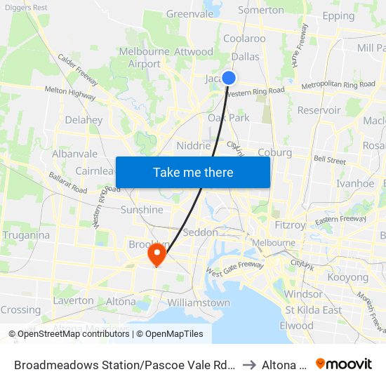 Broadmeadows Station/Pascoe Vale Rd (Broadmeadows) to Altona North map