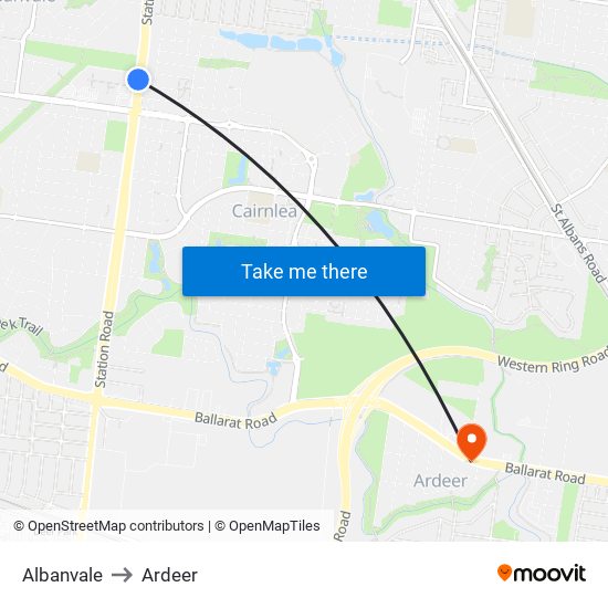 Albanvale to Ardeer map