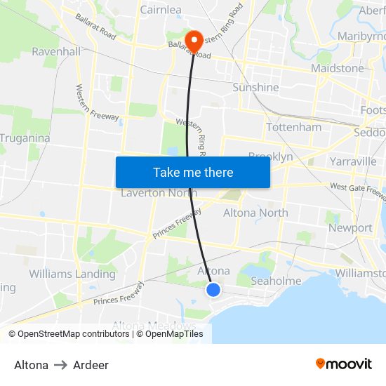 Altona to Ardeer map