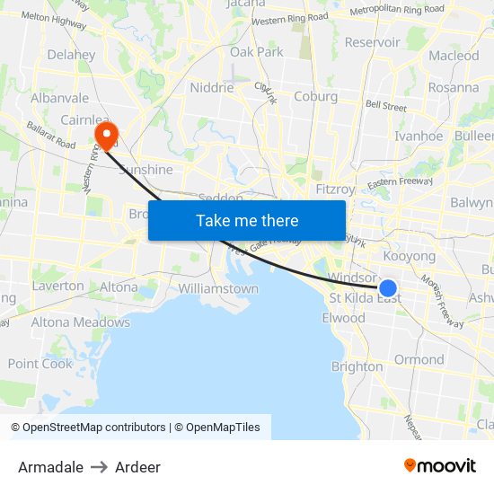 Armadale to Ardeer map