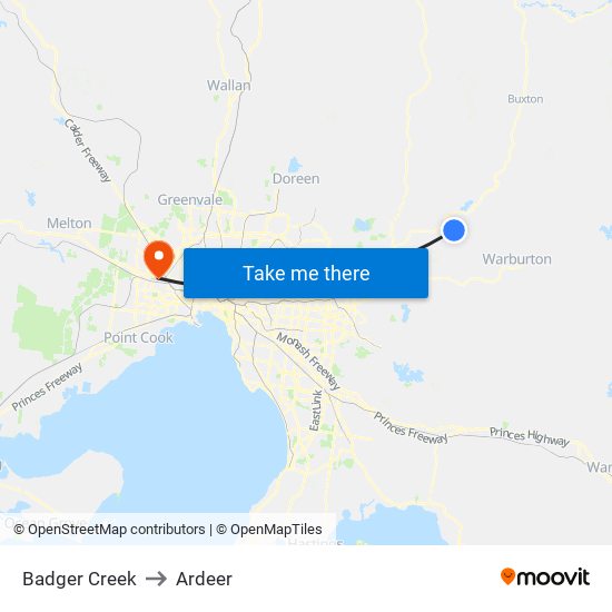 Badger Creek to Ardeer map