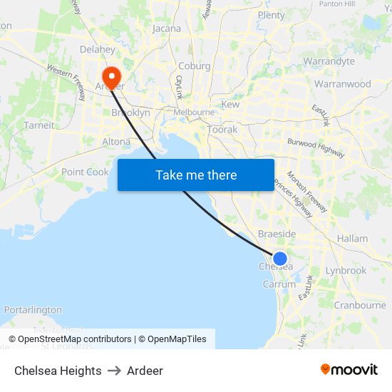 Chelsea Heights to Ardeer map