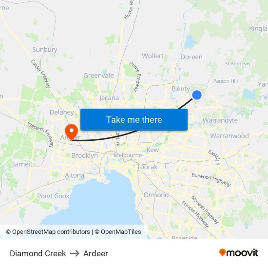 Diamond Creek to Ardeer map