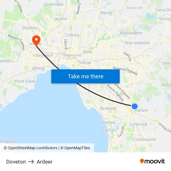 Doveton to Ardeer map