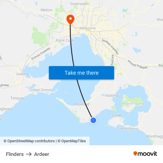 Flinders to Ardeer map