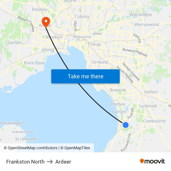 Frankston North to Ardeer map