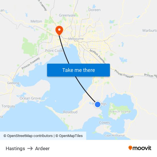 Hastings to Ardeer map