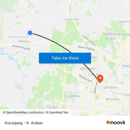 Kurunjang to Ardeer map