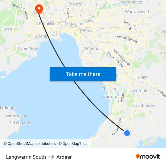 Langwarrin South to Ardeer map