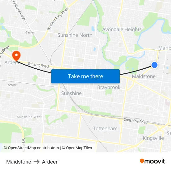 Maidstone to Ardeer map