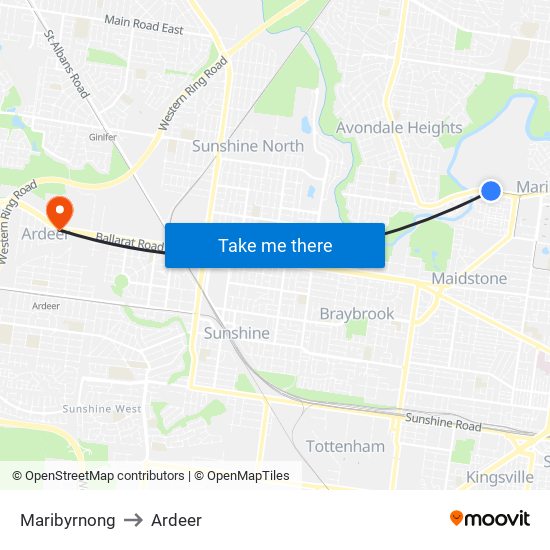 Maribyrnong to Ardeer map