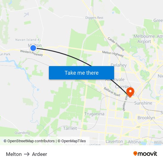 Melton to Ardeer map