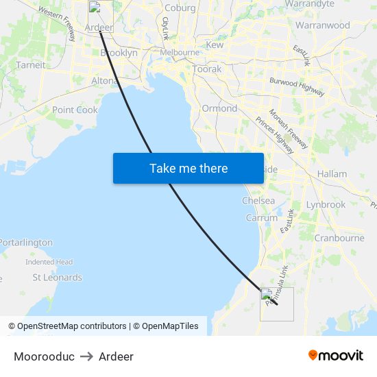 Moorooduc to Ardeer map