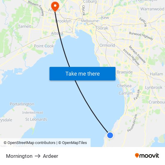 Mornington to Ardeer map