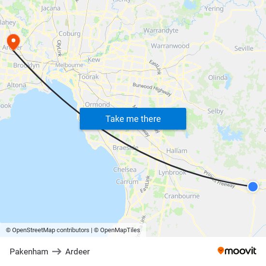 Pakenham to Ardeer map