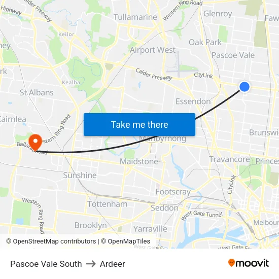 Pascoe Vale South to Ardeer map