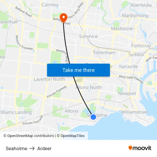 Seaholme to Ardeer map