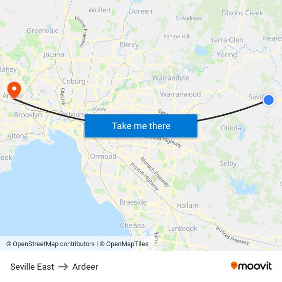 Seville East to Ardeer map