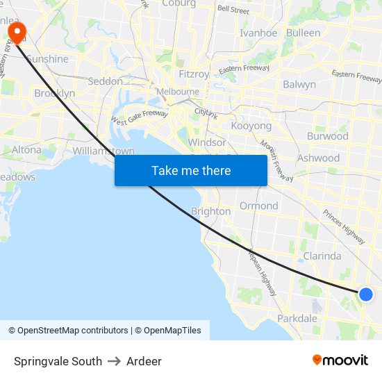 Springvale South to Ardeer map