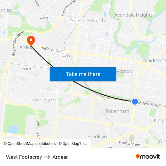 West Footscray to Ardeer map