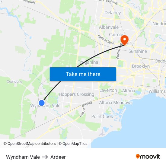 Wyndham Vale to Ardeer map