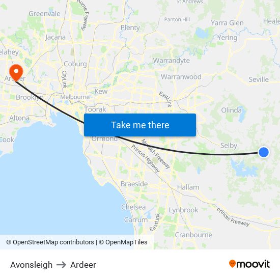 Avonsleigh to Ardeer map