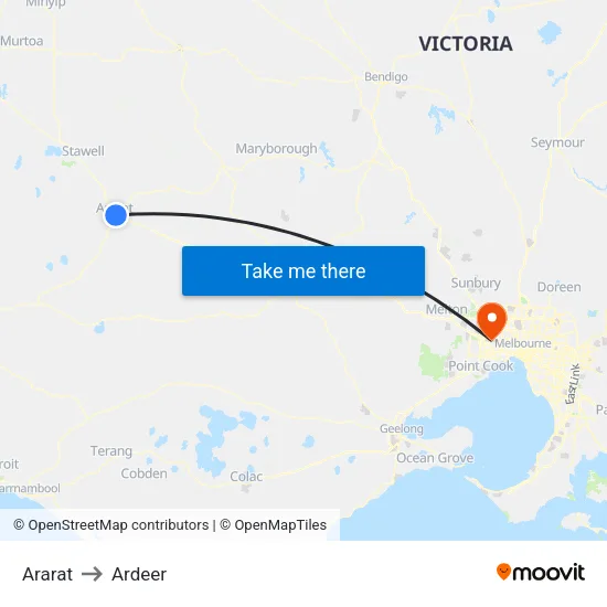 Ararat to Ardeer map
