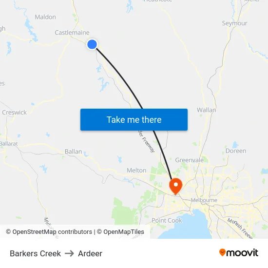 Barkers Creek to Ardeer map