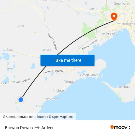 Barwon Downs to Ardeer map