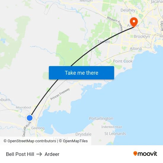 Bell Post Hill to Ardeer map
