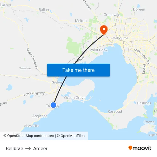 Bellbrae to Ardeer map