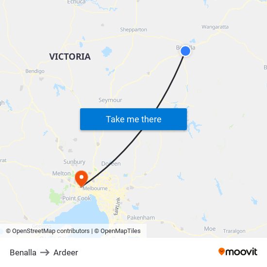 Benalla to Ardeer map