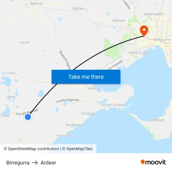 Birregurra to Ardeer map